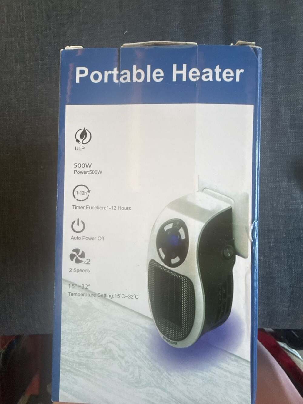 500W Portable Plug-In Wall Outlet Space Heater with LED Display and Timer
